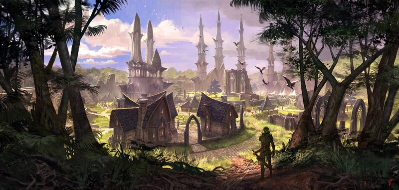 Fantasy village in a forest