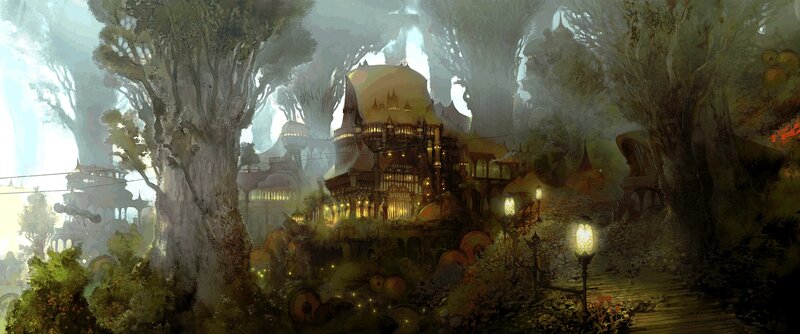 Fantasy Village in Forest — Green