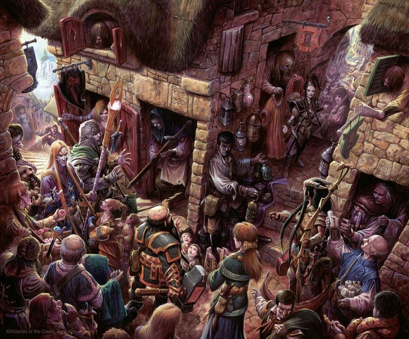 Fantasy village market scene