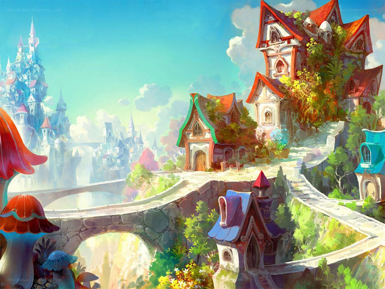 Fantasy village on a cliff