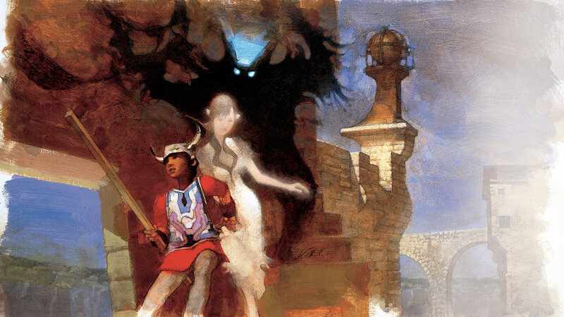 Fantasy warrior and ghost