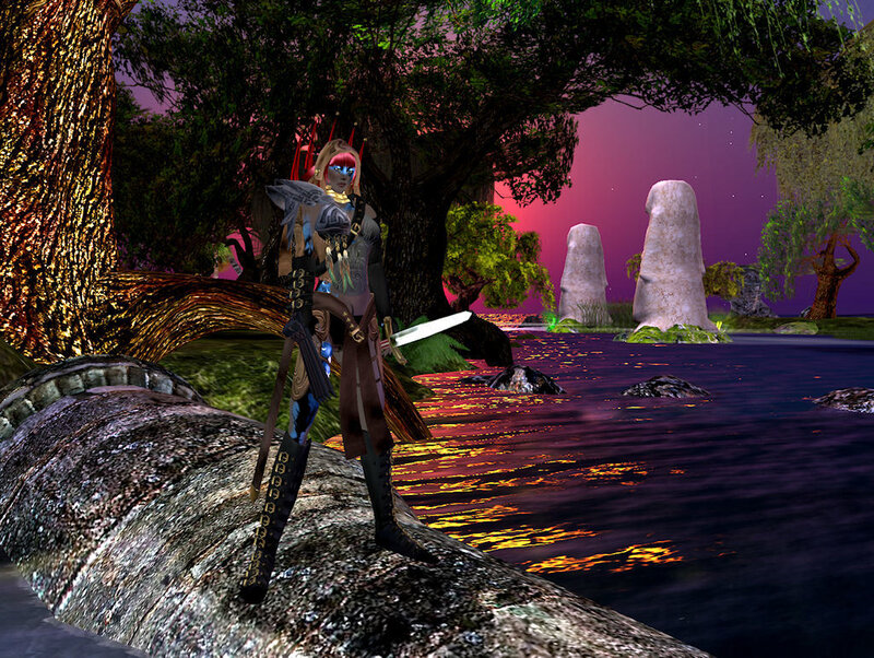 fantasy warrior by a river