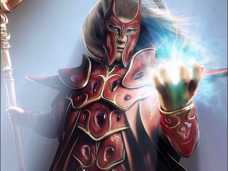 Fantasy Warrior Casting Spell — Red