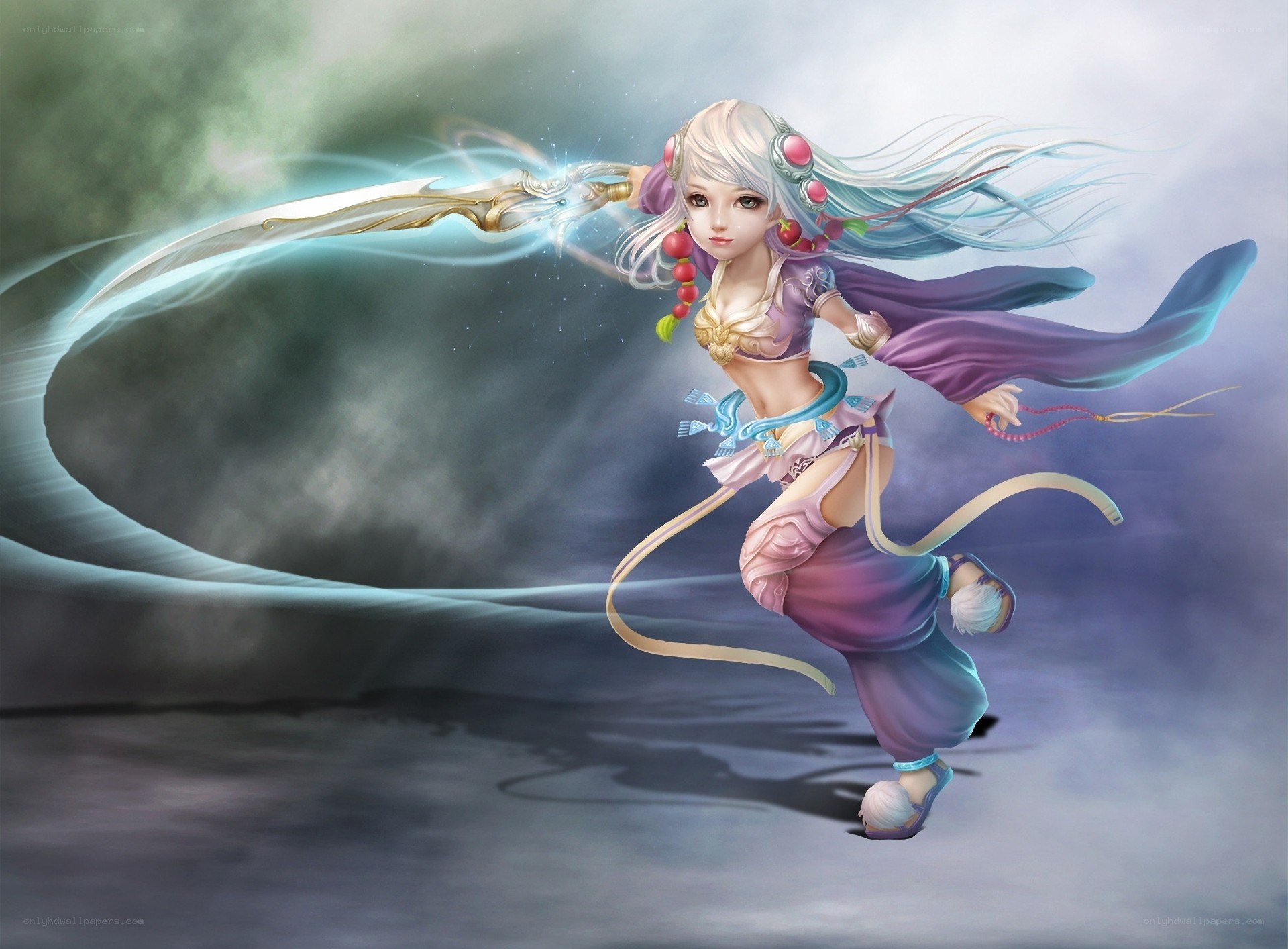 fantasy warrior girl in action