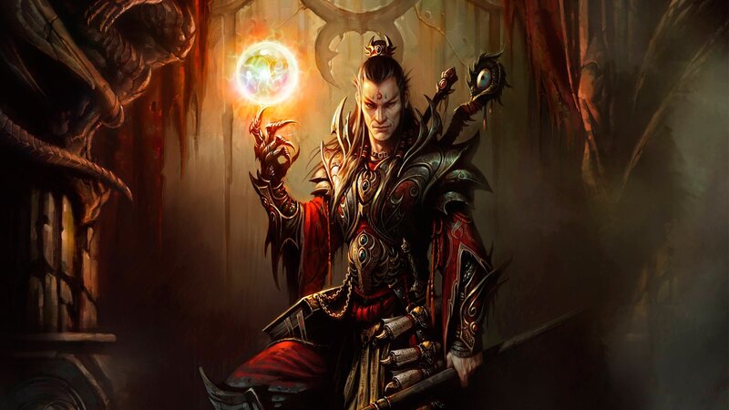 Fantasy Warrior Holding Orb — Red