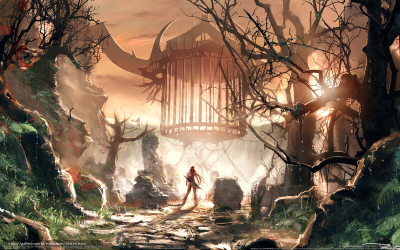 Fantasy warrior in a haunted forest