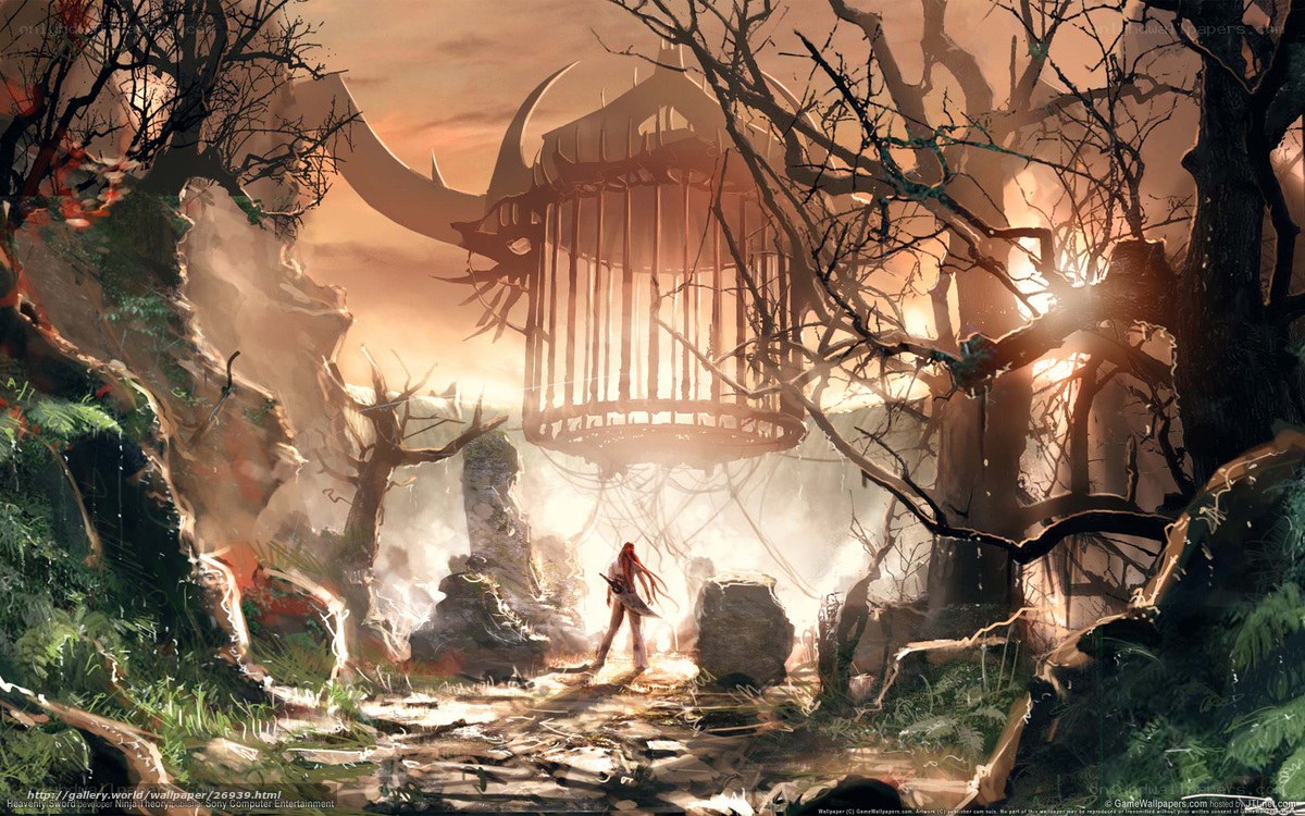 Fantasy warrior in a haunted forest