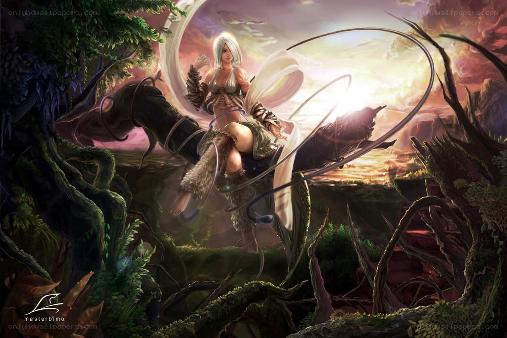 Fantasy warrior in a mystical forest