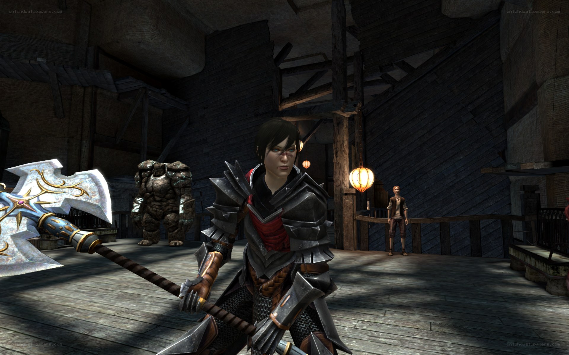 fantasy warrior in a tavern