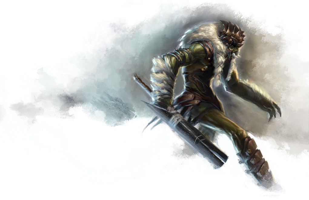 fantasy warrior in fur armor