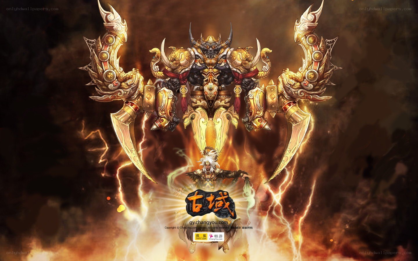 Fantasy warrior in golden armor