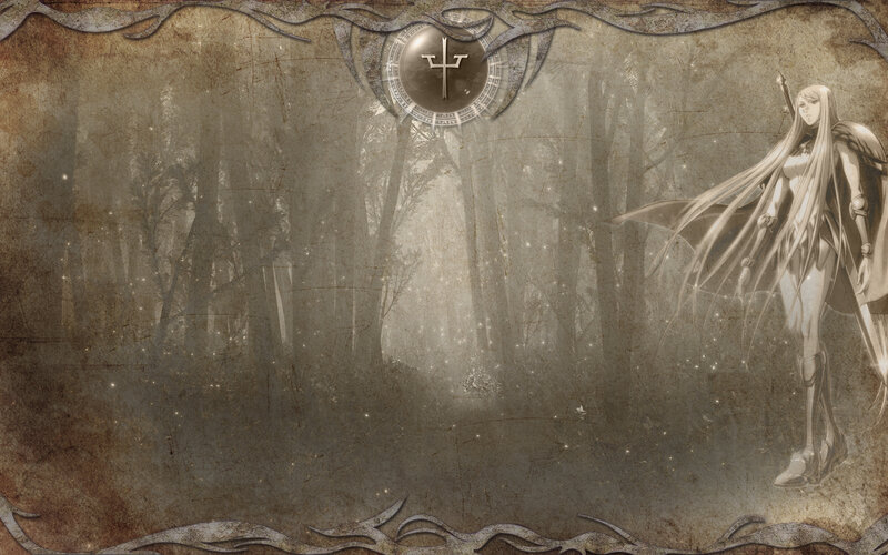 fantasy warrior in misty forest