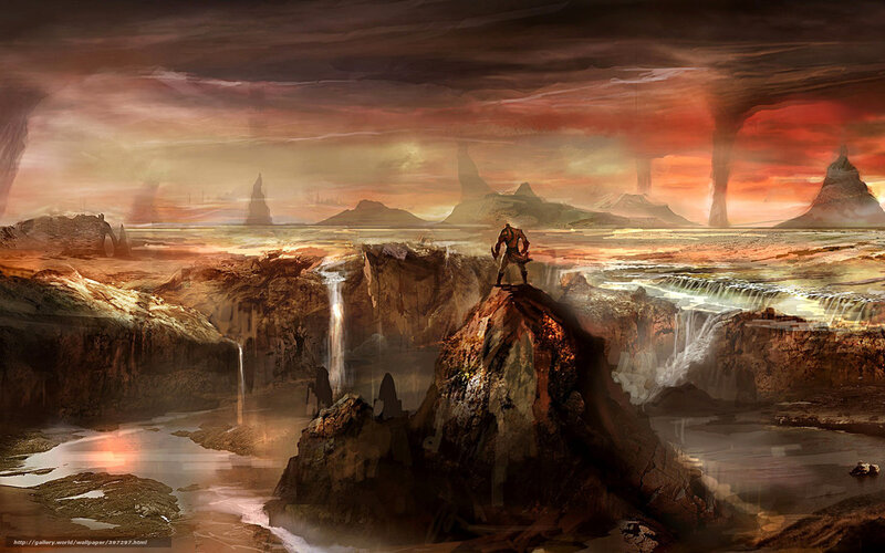 fantasy warrior landscape