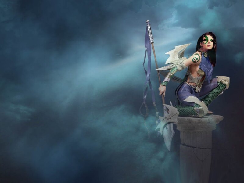 fantasy warrior on a pillar