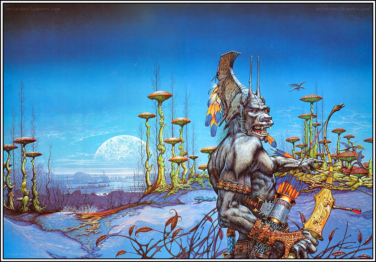 Fantasy warrior on alien planet