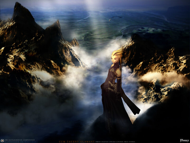 fantasy warrior on mountain peak