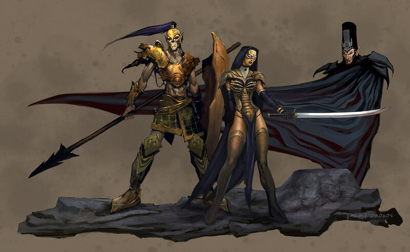 Fantasy warrior trio