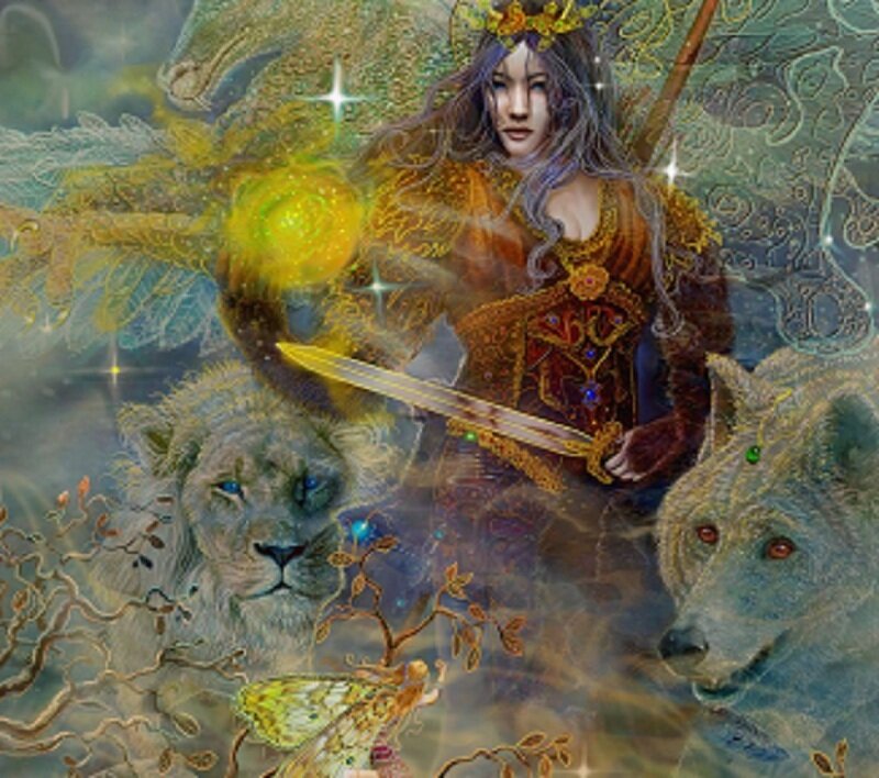 fantasy warrior with animals