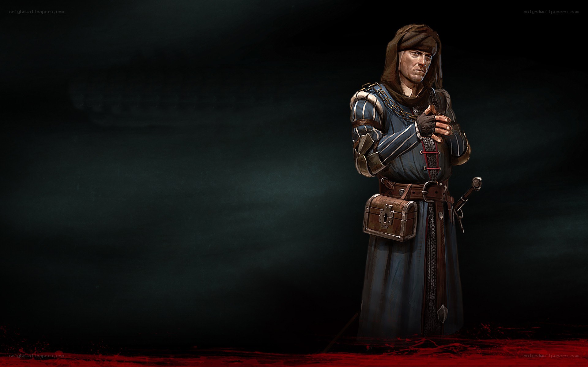 fantasy warrior with blood on ground