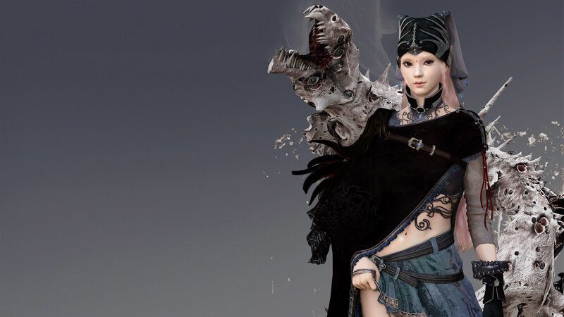 fantasy warrior with creature
