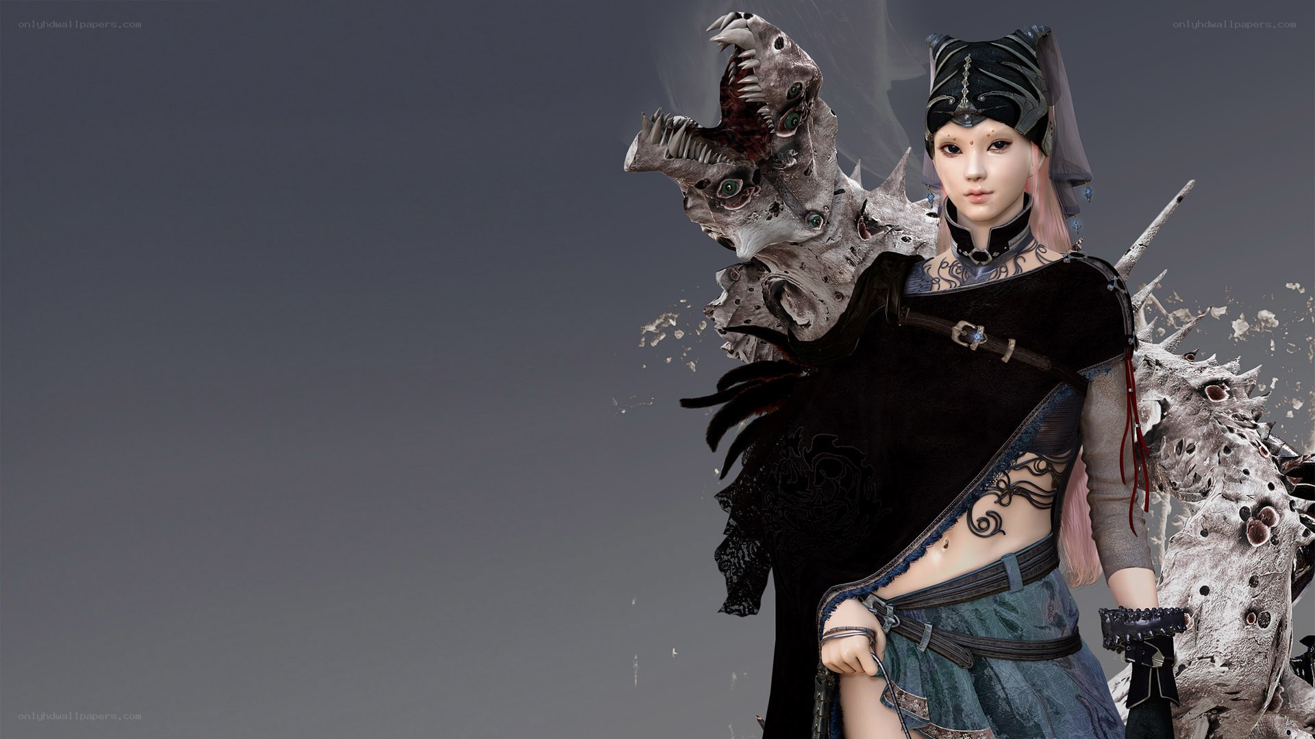 fantasy warrior with creature