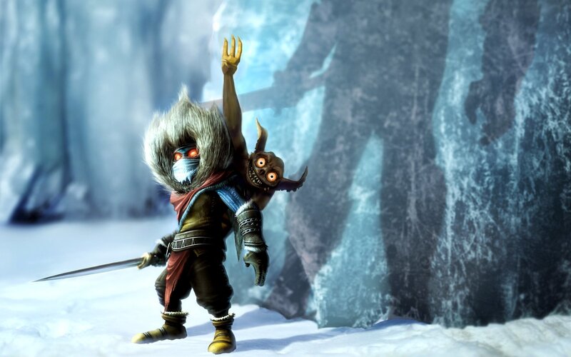 fantasy warrior with creature companion