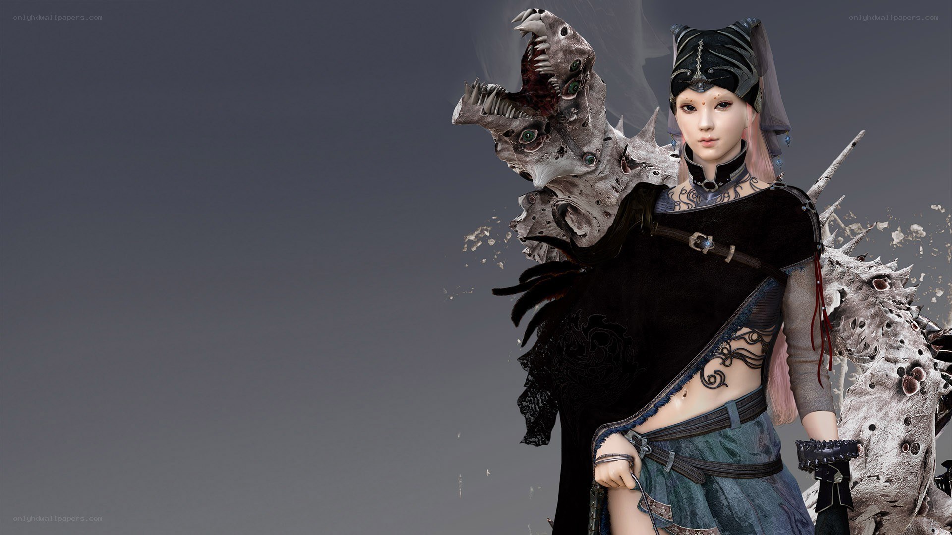 fantasy warrior with creature
