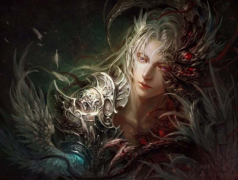 fantasy warrior with dragon