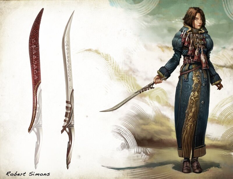fantasy warrior with dual blades