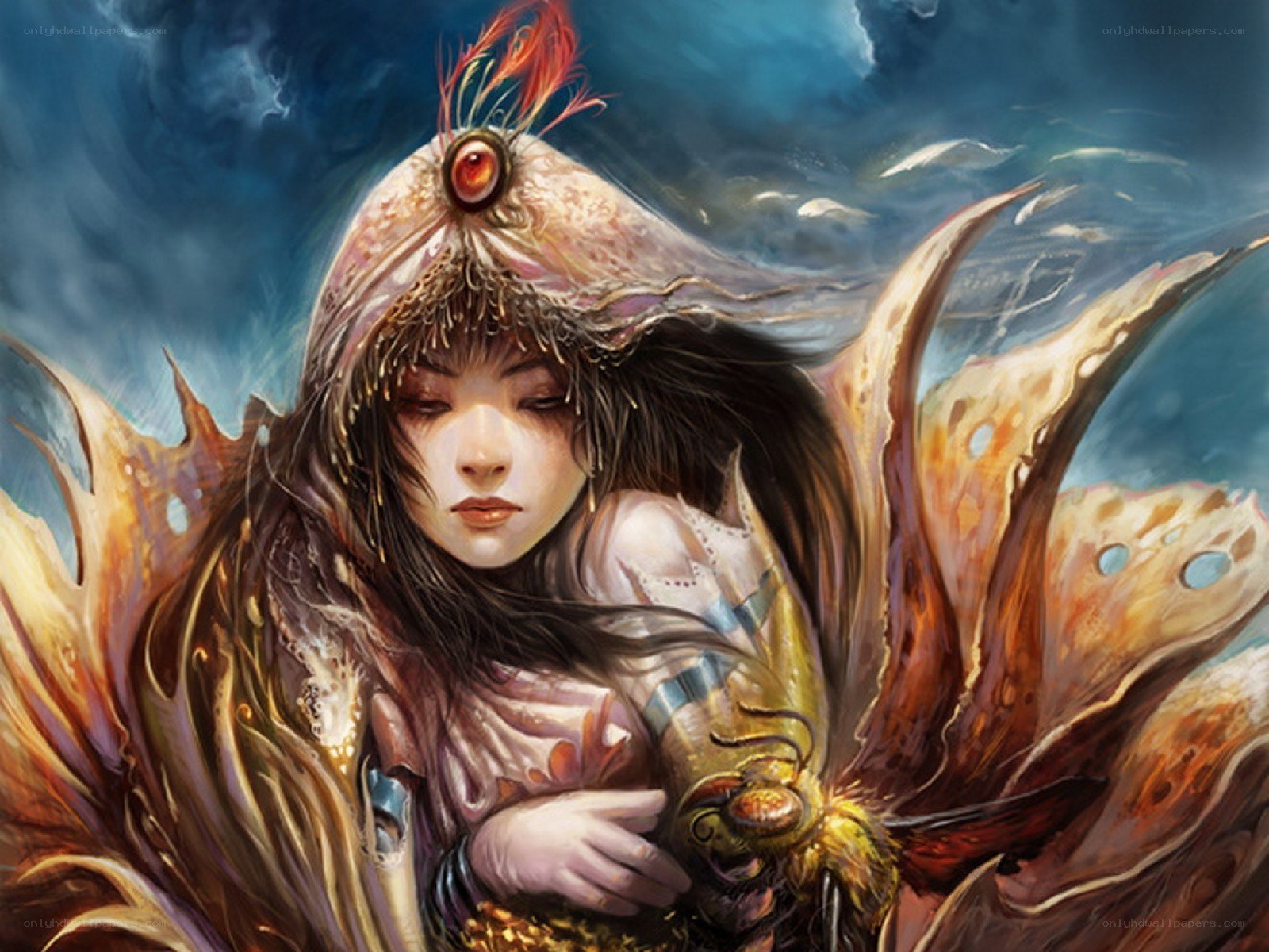 fantasy warrior with feathered helmet