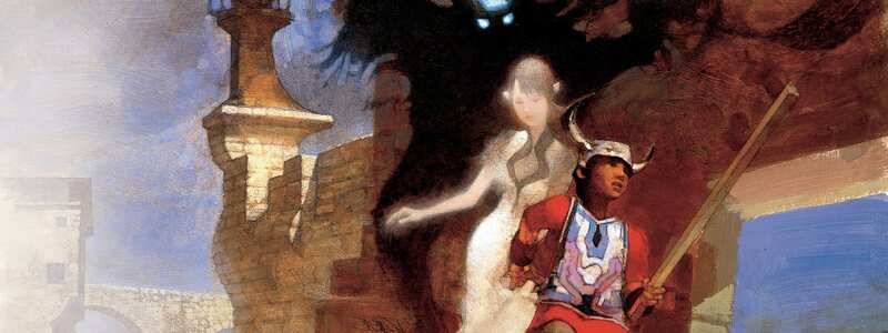 fantasy warrior with ghostly figure