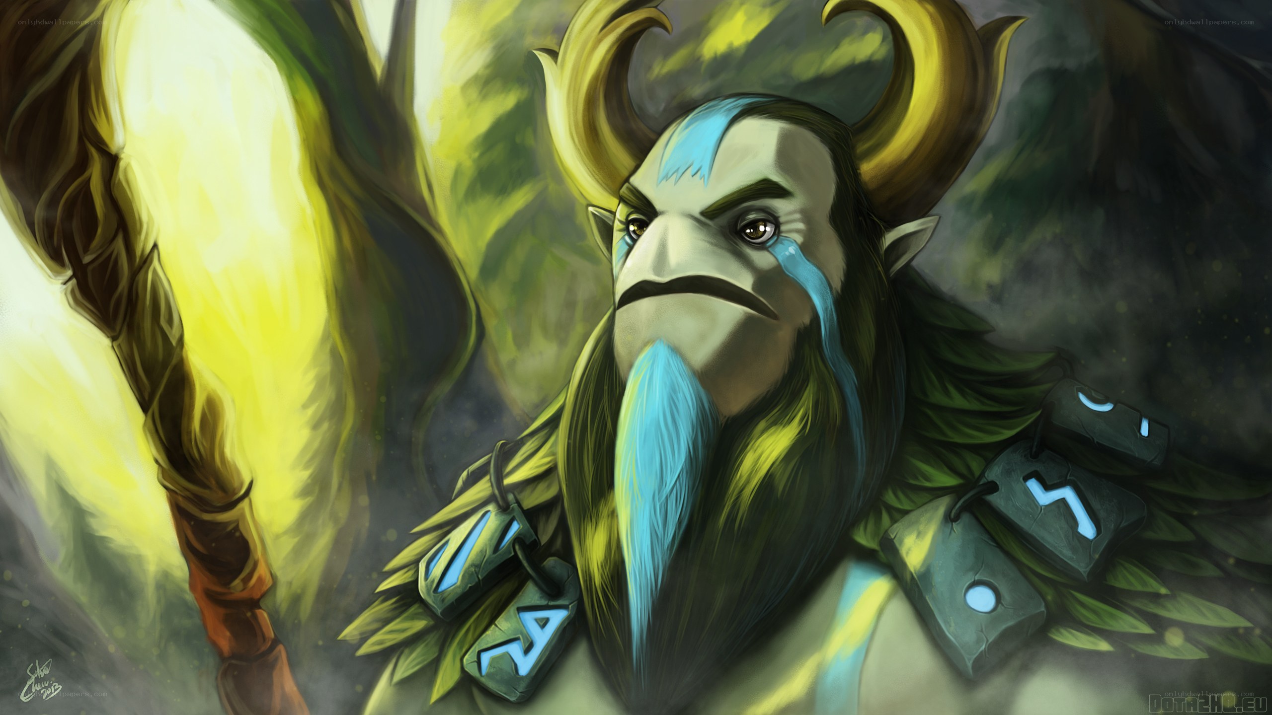 fantasy warrior with glowing blue markings