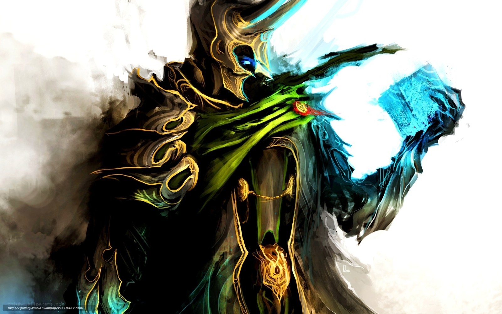 fantasy warrior with glowing staff