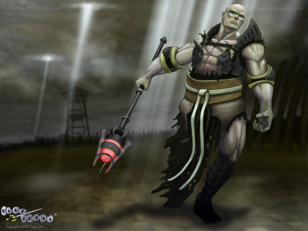 Fantasy warrior with glowing staff