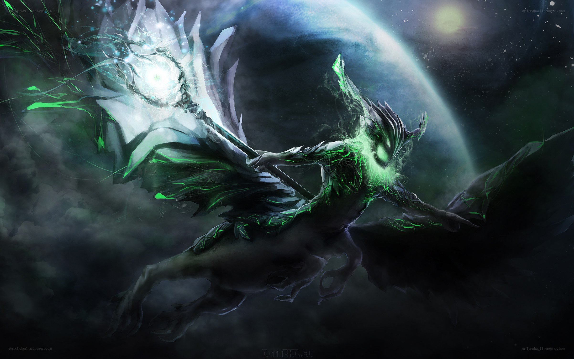 fantasy warrior with glowing staff