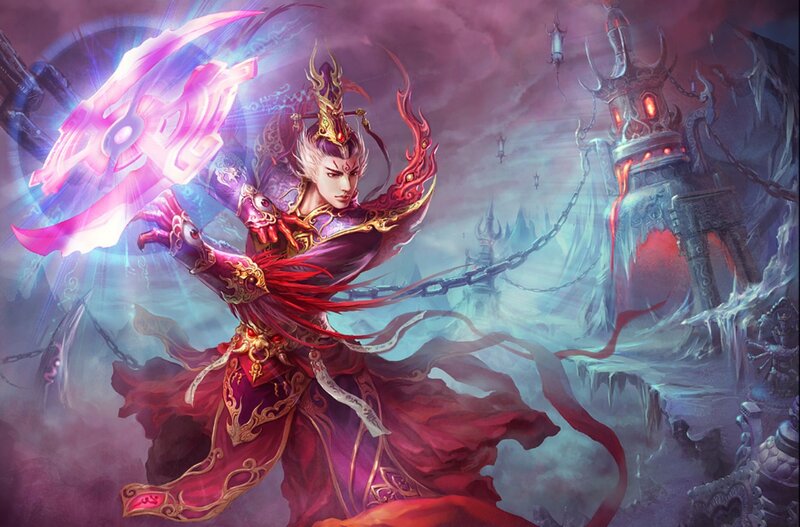 fantasy warrior with glowing weapon