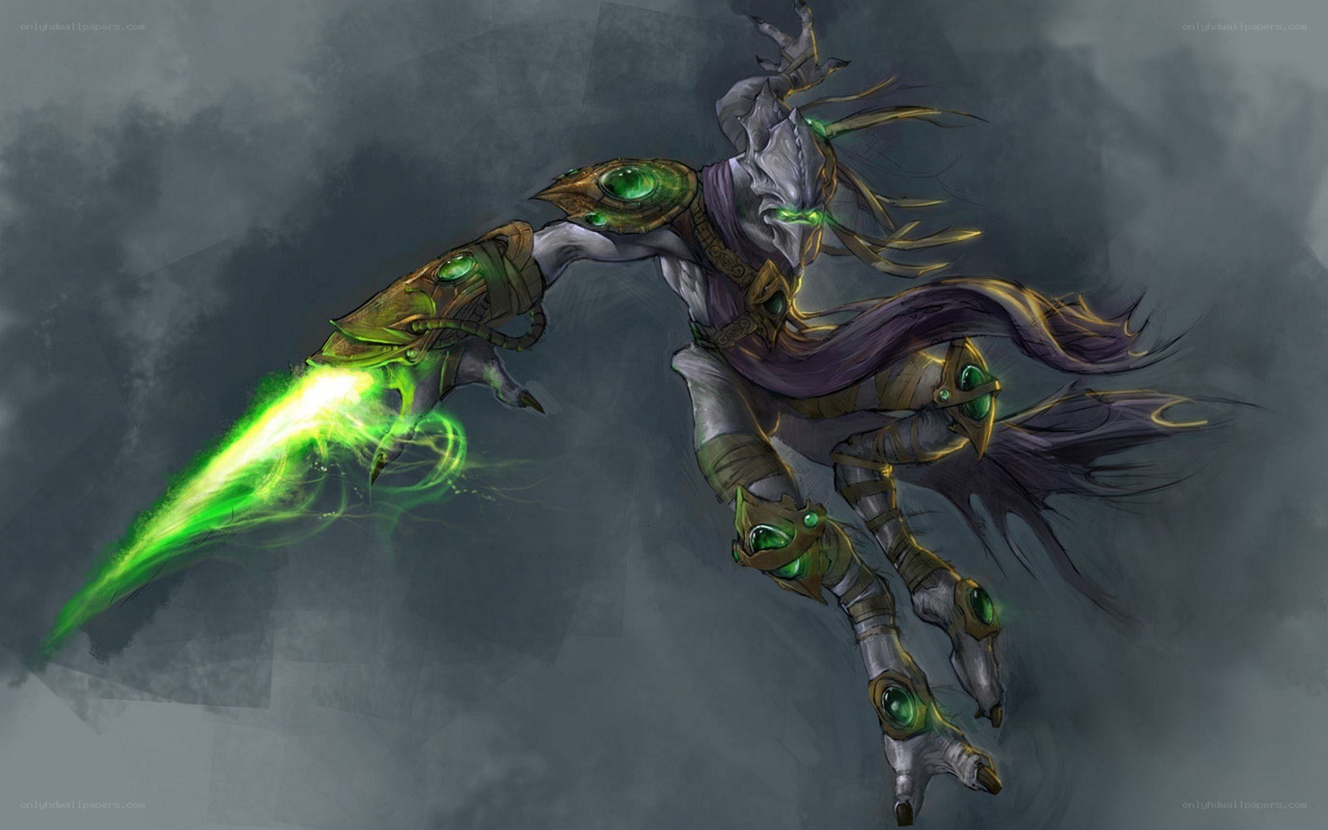 fantasy warrior with green energy blade