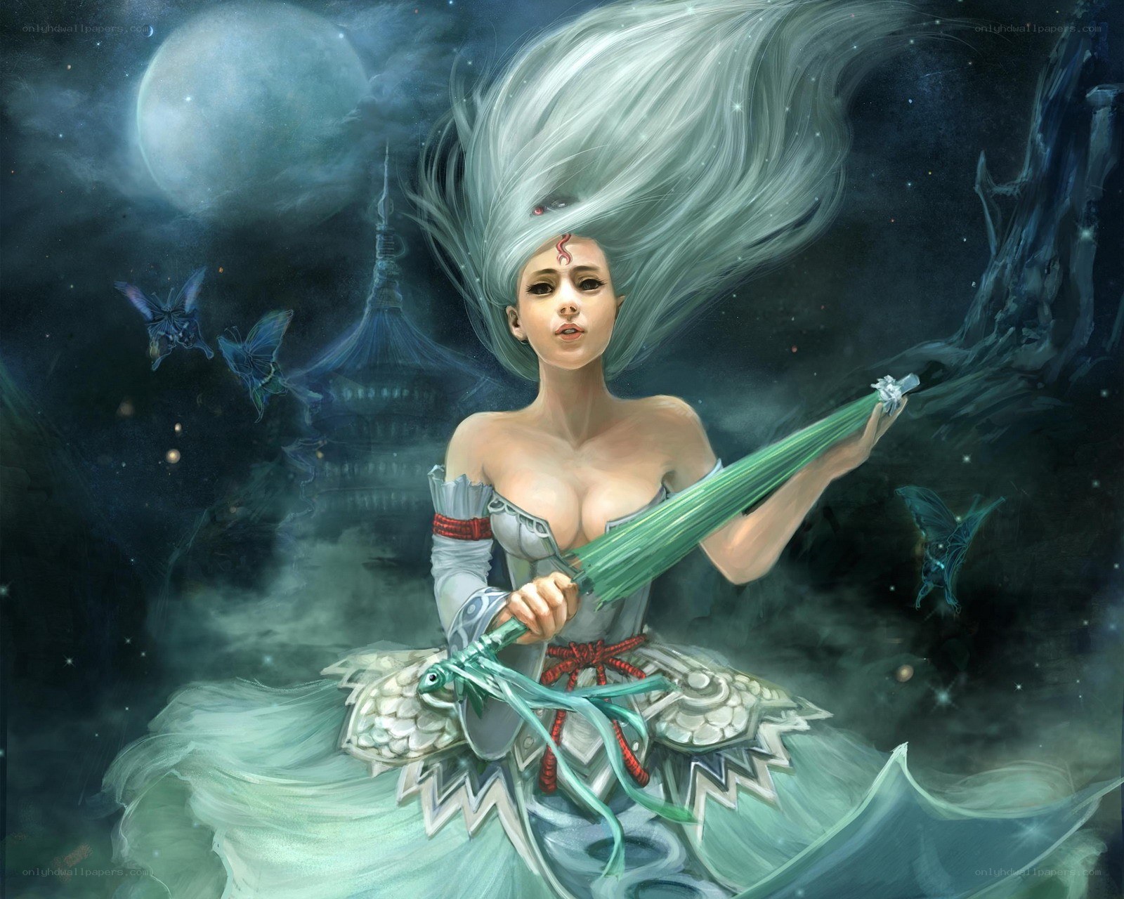 Fantasy warrior with green sword
