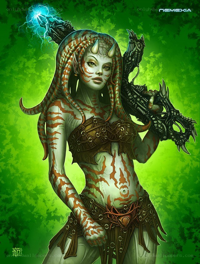 Fantasy warrior with lightning staff