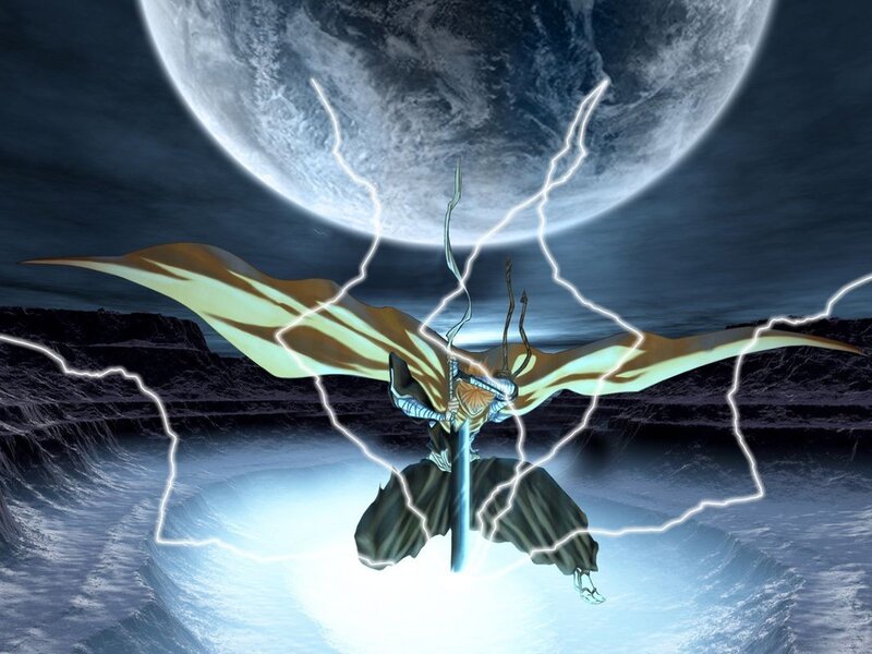 fantasy warrior with lightning
