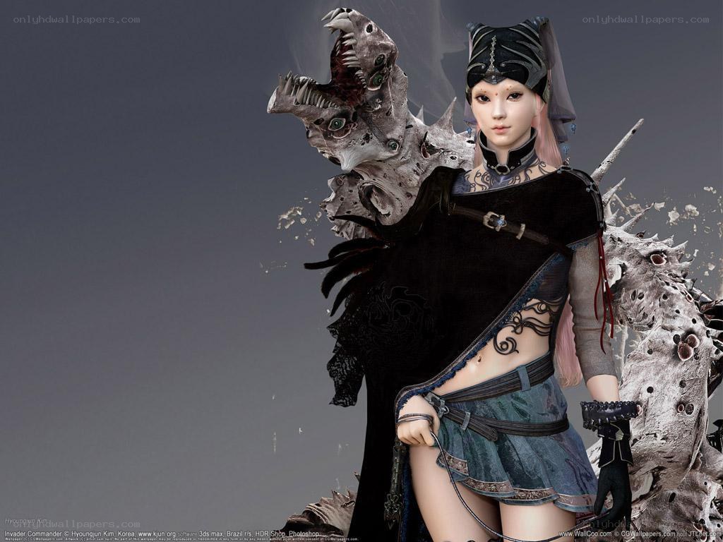 Fantasy warrior with monster skull