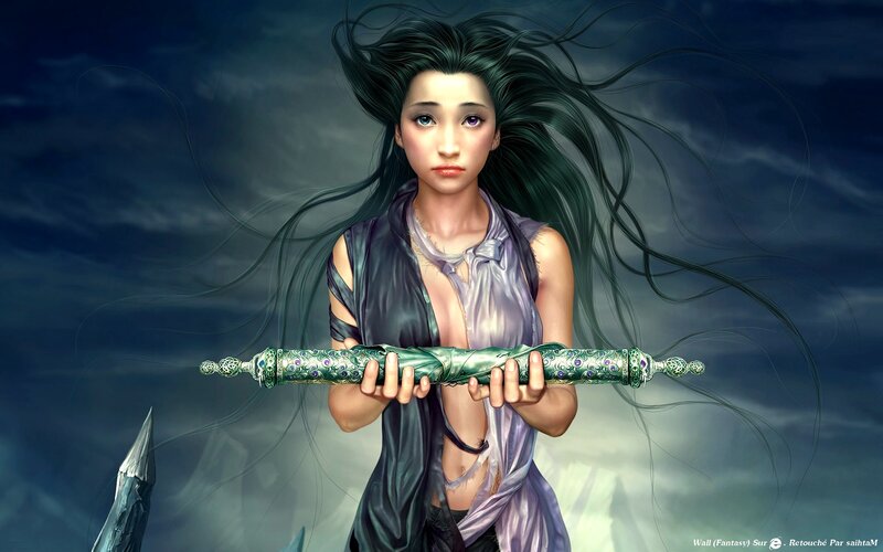 Fantasy warrior with ornate sword