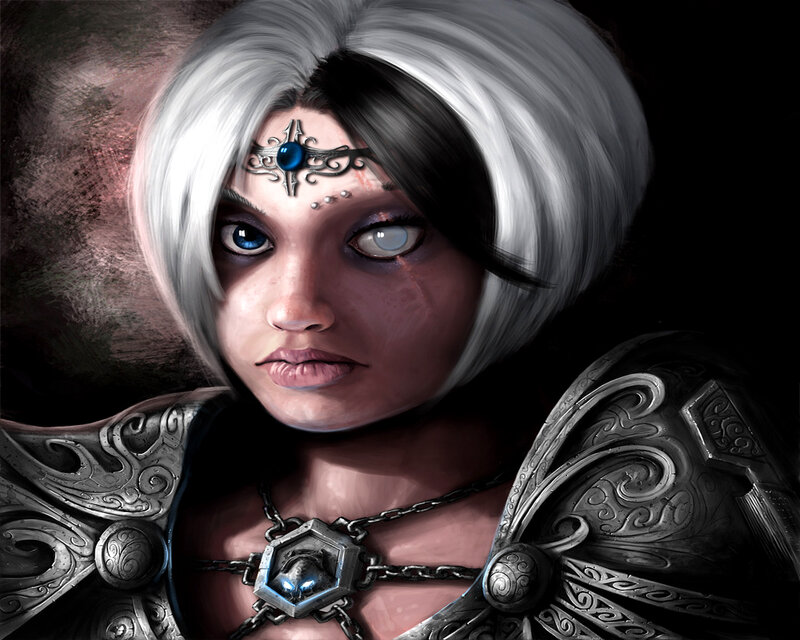 fantasy warrior with silver hair