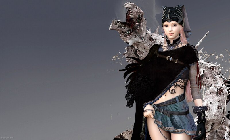 fantasy warrior with skeletal creature
