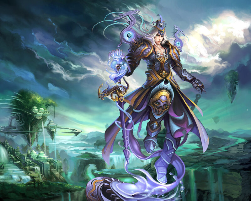 Fantasy warrior with staff