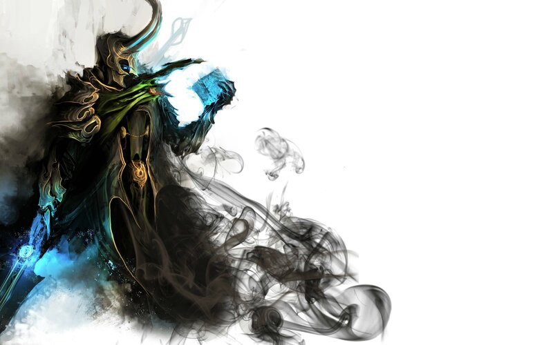 Fantasy Warrior with Staff — Black, Dramatic