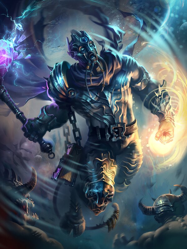 Fantasy Warrior with Staff — Blue