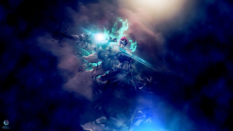 Fantasy Warrior with Sword — Blue, Dramatic, Night