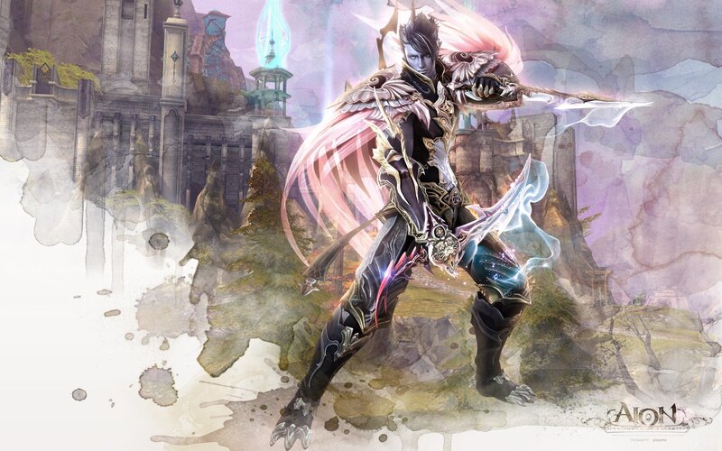 Fantasy Warrior with Sword — Purple, Dramatic