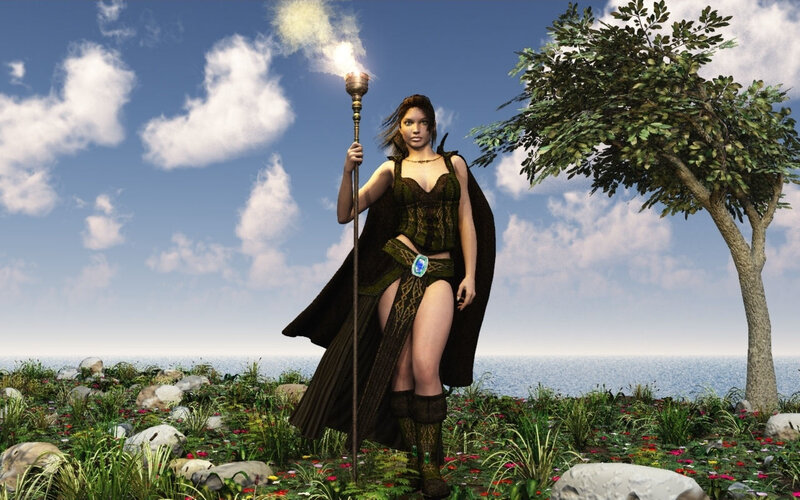 fantasy warrior with torch